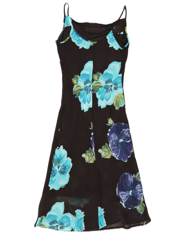 Rochie Vintage pentru Damă Maxi Slip IT 44 Medium Black Floral Viscose