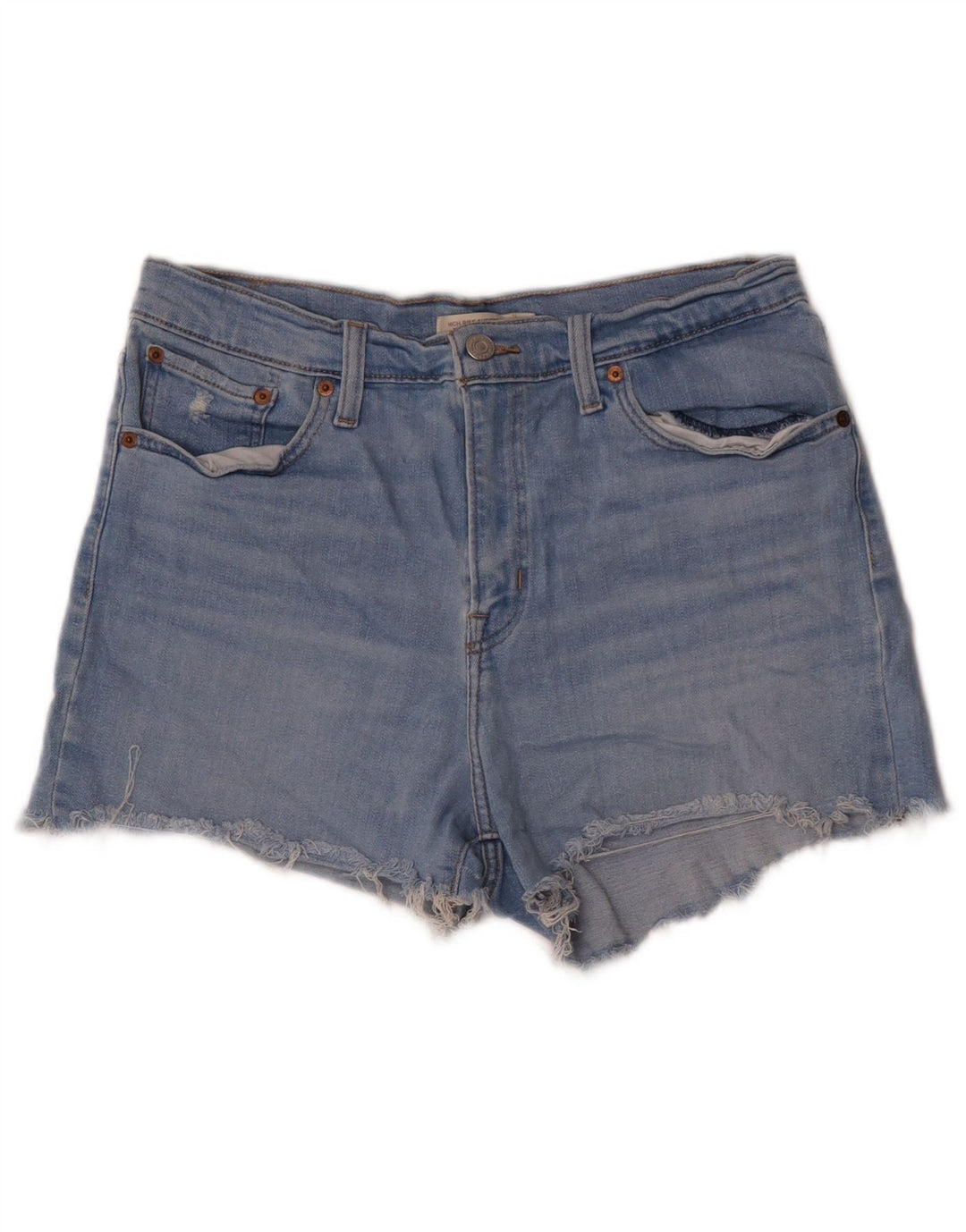 Pantaloni scurți din blugi cu talie înaltă pentru femei LEVI'S W32, bumbac albastru mare