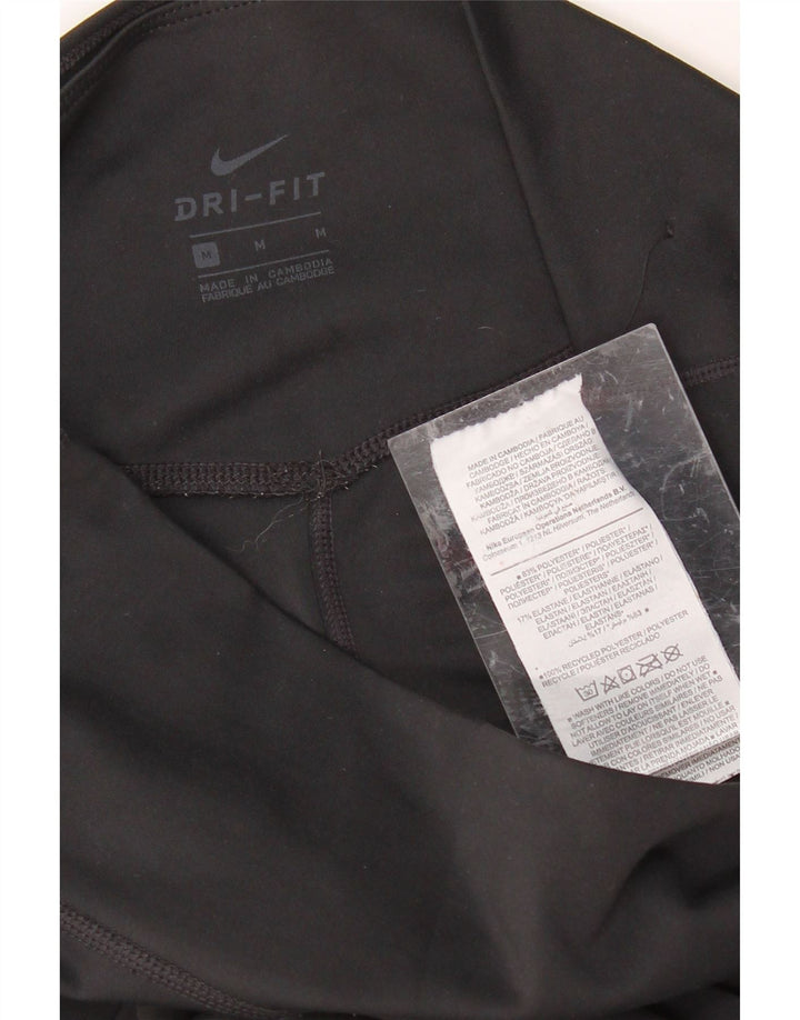NIKE Womens Dri Fit Leggings UK 12 Medium  Black Polyester