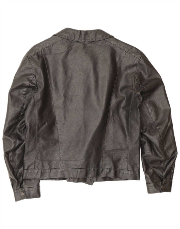 Jachetă pentru motociclist din piele vintage pentru bărbați UK 38 Medium Black