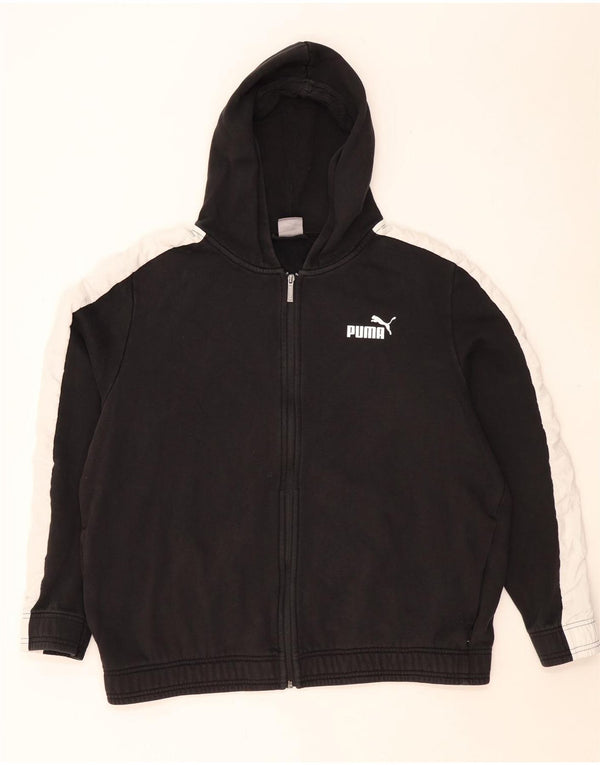 PUMA Mens Zip Hoodie Sweater 2XL Black Colourblock Cotton