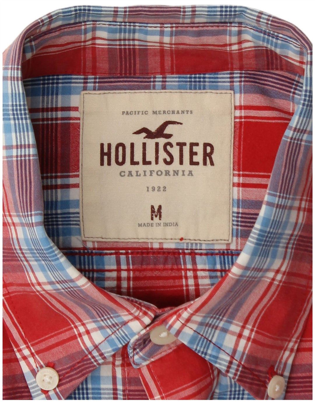 Cămașă pentru bărbați HOLLISTER, bumbac cu carouri roșii medii