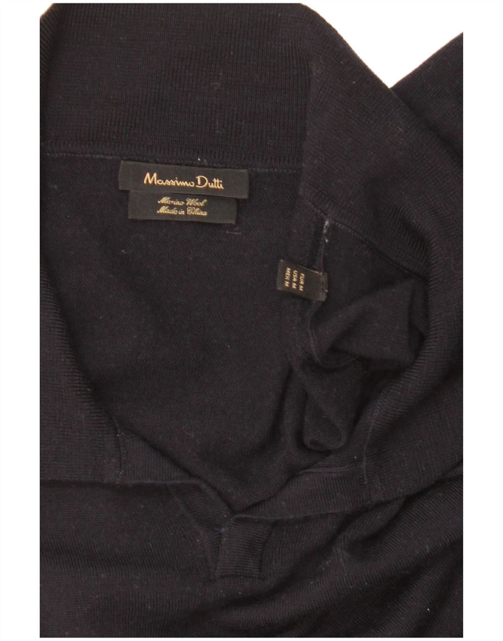 Pulover cu gât polo Massimo Dutti pentru femei UK 14 Medium Bleumarin