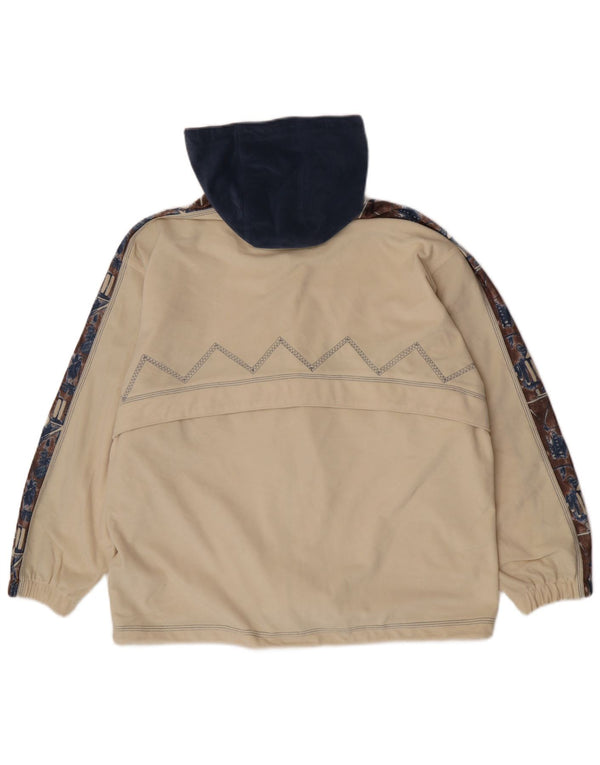 Trening Diadora pentru femei cu glugă, jachetă mare, poliester geometric, bej