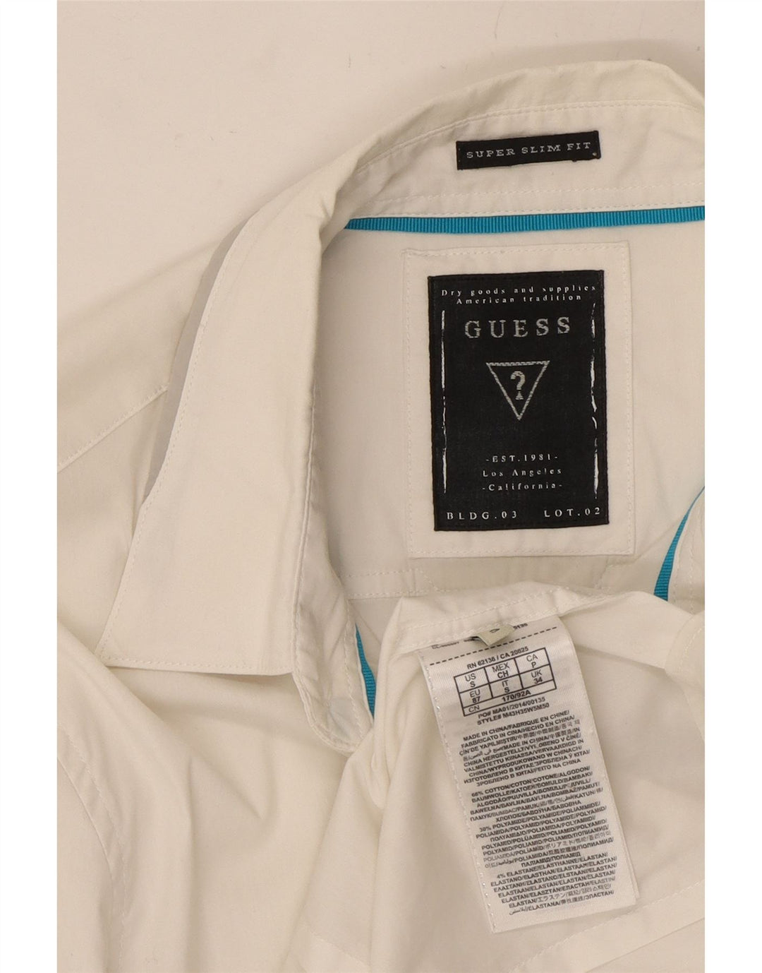 Cămașă Slim Fit GUESS pentru bărbați, bumbac alb mic