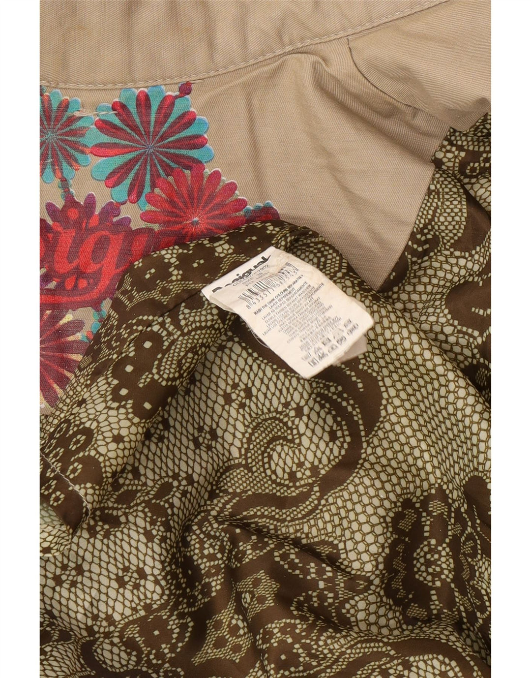 Trenci pentru femei Desigual cu piept dublu EU 38 Medium Bej Floral