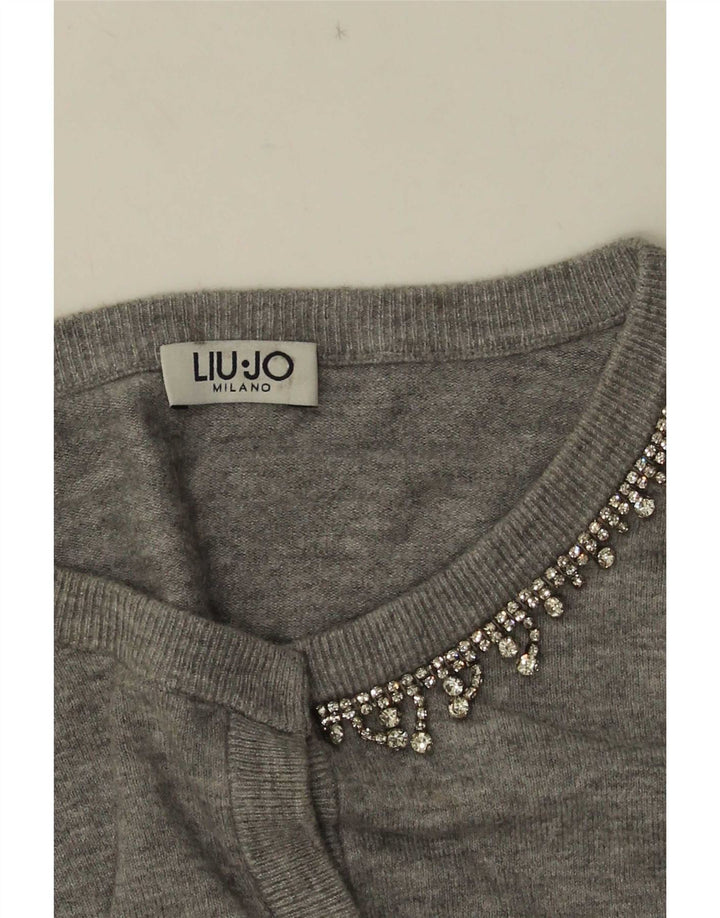 Pulover cardigan crop Liu Jo pentru femei UK 12, gri mediu