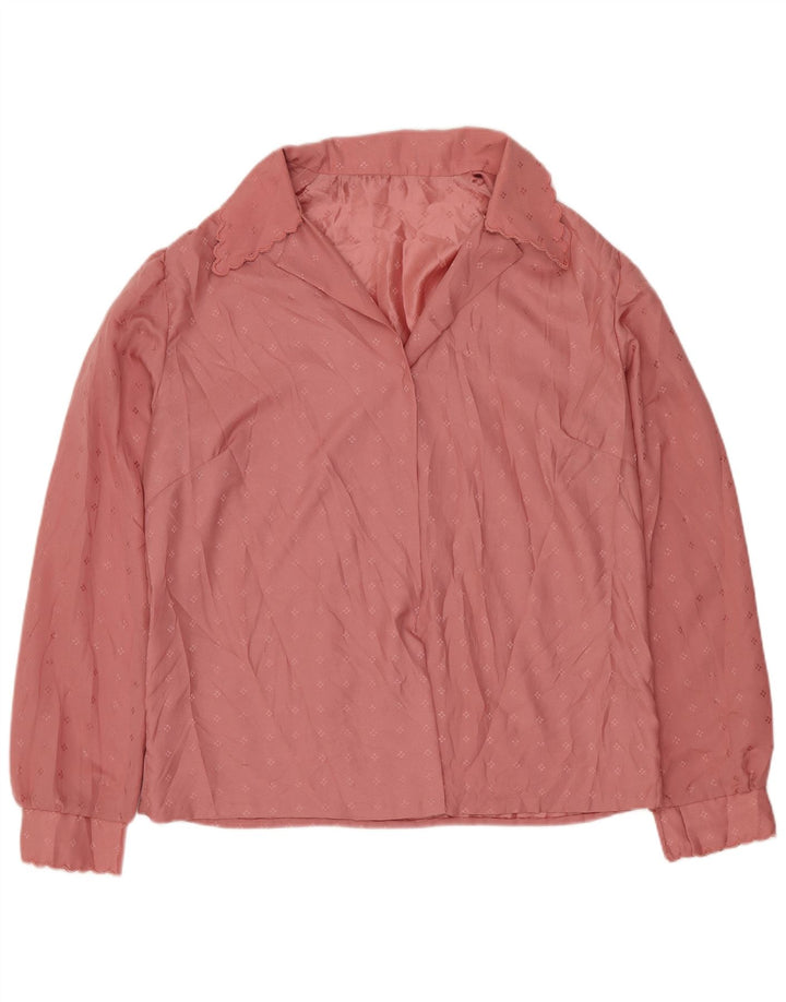 VINTAGE Bluză Femei Top UK 14 Large Pink Geometric