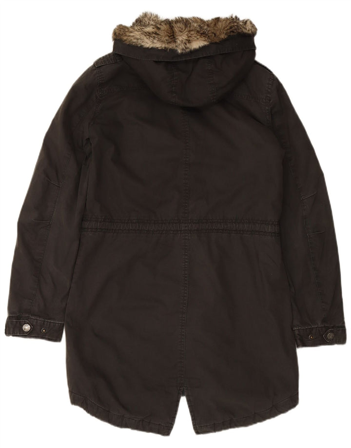 Jachetă parka cu glugă pentru femei FAT FACE UK 8, bumbac negru mic