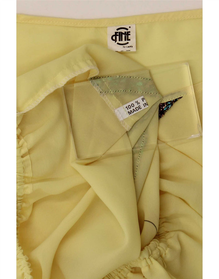 Bluză Crop Vintage pentru femei UK 14 Poliester Floral Galben Mediu