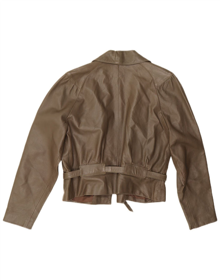 Jachetă de piele vintage pentru femei UK 14 Medium Khaki