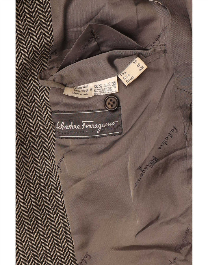 Salvatore Ferragamo Blazer Jacket pentru bărbați UK 40 Large Gris Herringbone
