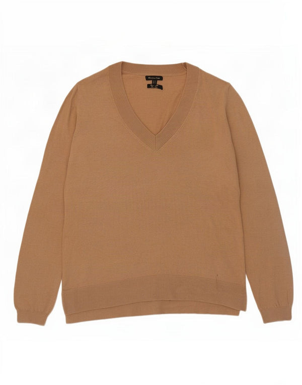 Pulover cu decolteu în V Massimo Dutti pentru femei UK 12 Lână mediu bej
