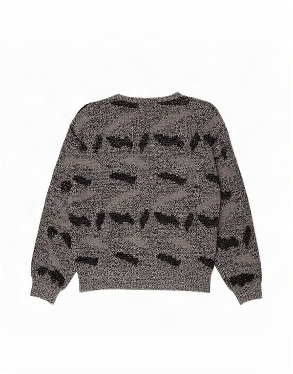 Pulover vintage pentru femei, cu model abstract, cu gât de barcă, UK 20 2XL Negru