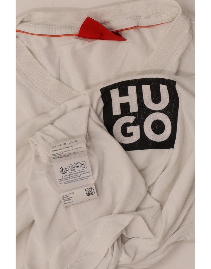 Tricou grafic pentru bărbați Hugo Boss Top, mediu alb, bumbac