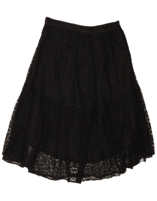 Fusta cu etaje din dantelă vintage pentru femei W30 Medium Black Floral
