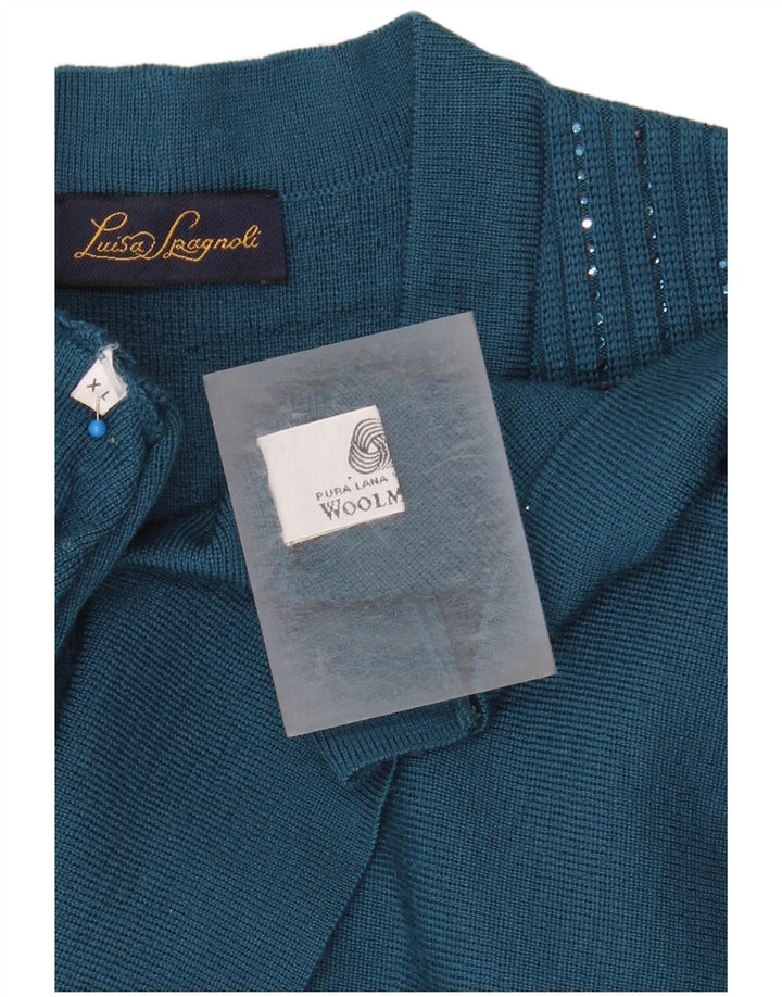 Pulover cardigan pentru femei Luisa Spagnoli UK 18 XL Lână albastră