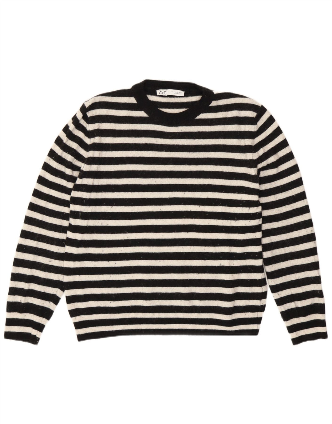 Pulover pentru damă Zara, cu gât turnut, UK 14 Poliamidă cu dungi negre medii