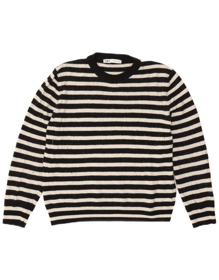 Pulover pentru damă Zara, cu gât turnut, UK 14 Poliamidă cu dungi negre medii