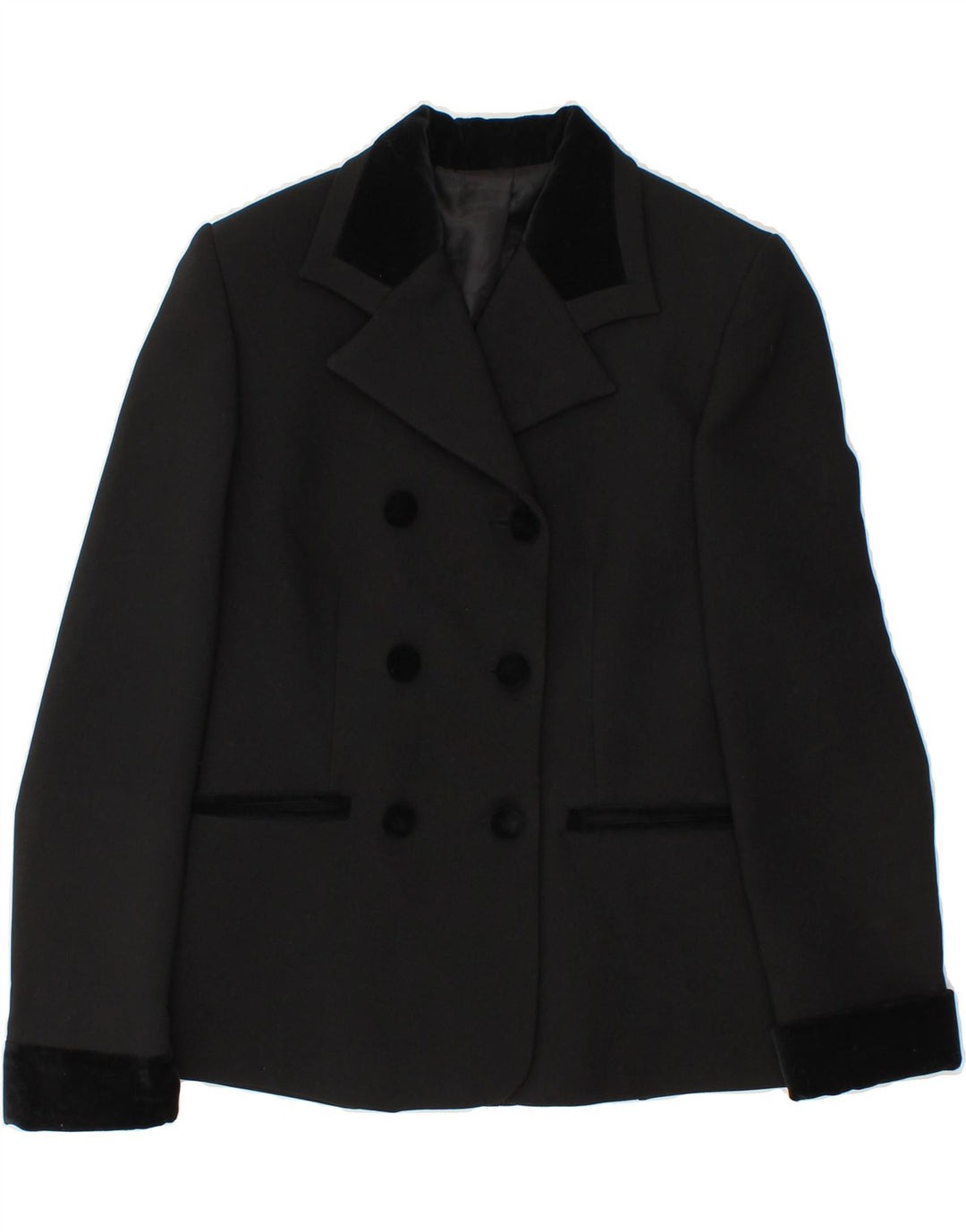 VINTAGE Womens Double Breasted Blazer Jacket IT 46 Large Black Polyester Vintage Vintage and Second-Hand Vintage from Messina Hembry 
