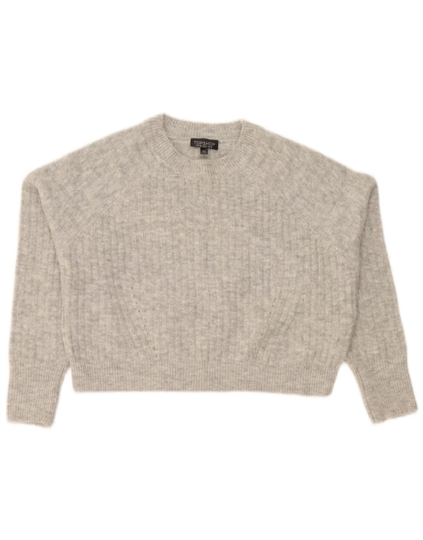 Topshop Pulover Crop Crew Deck pentru femei UK 10 Small Grey Flecked