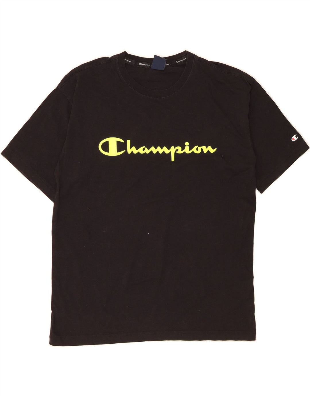 CHAMPION Mens Graphic T-Shirt Top Large Black Cotton Vintage Champion and Second-Hand Champion from Messina Hembry 