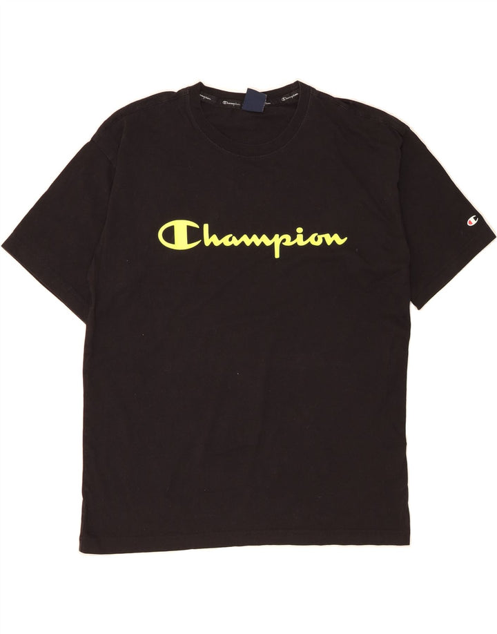 CHAMPION Mens Graphic T-Shirt Top Large Black Cotton Vintage Champion and Second-Hand Champion from Messina Hembry 