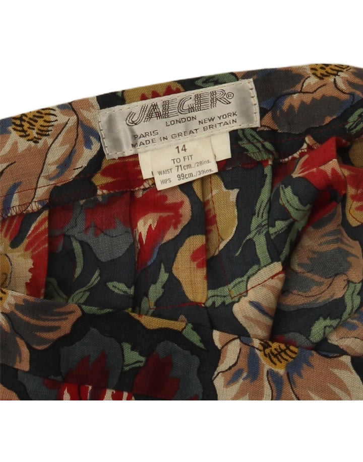 Fusta evazată pentru femei Jaeger UK 14 Medium W28 Lână florală multicoloră