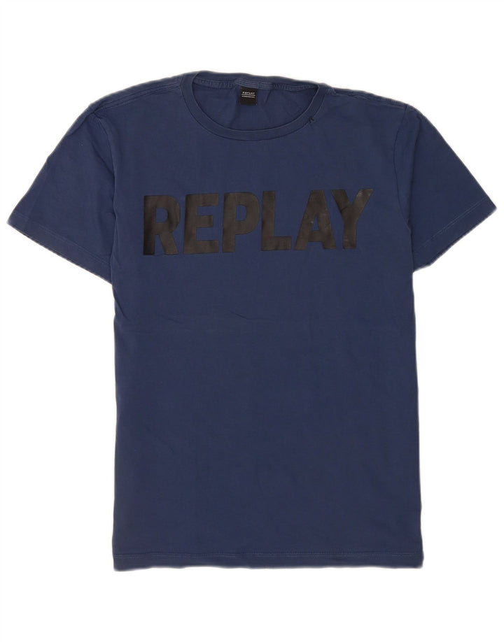 Tricou cu grafică obișnuită pentru bărbați Replay Top Mediu Bleumarin
