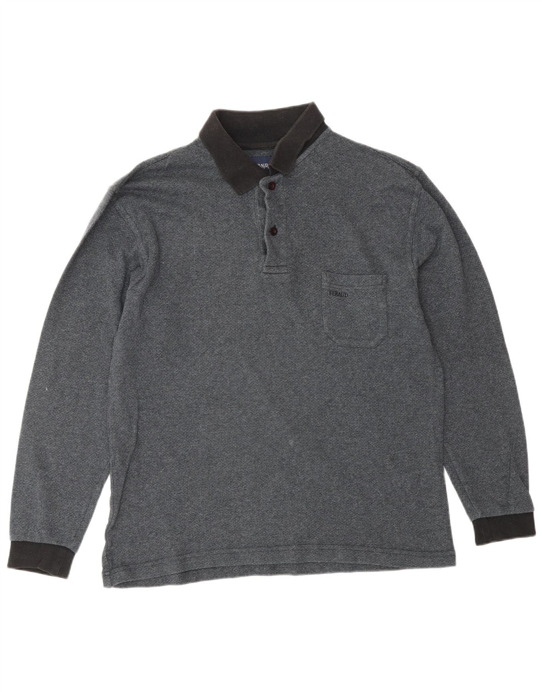 LOUIS FERAUD Tricou polo cu mânecă lungă pentru bărbați, bumbac gri mediu