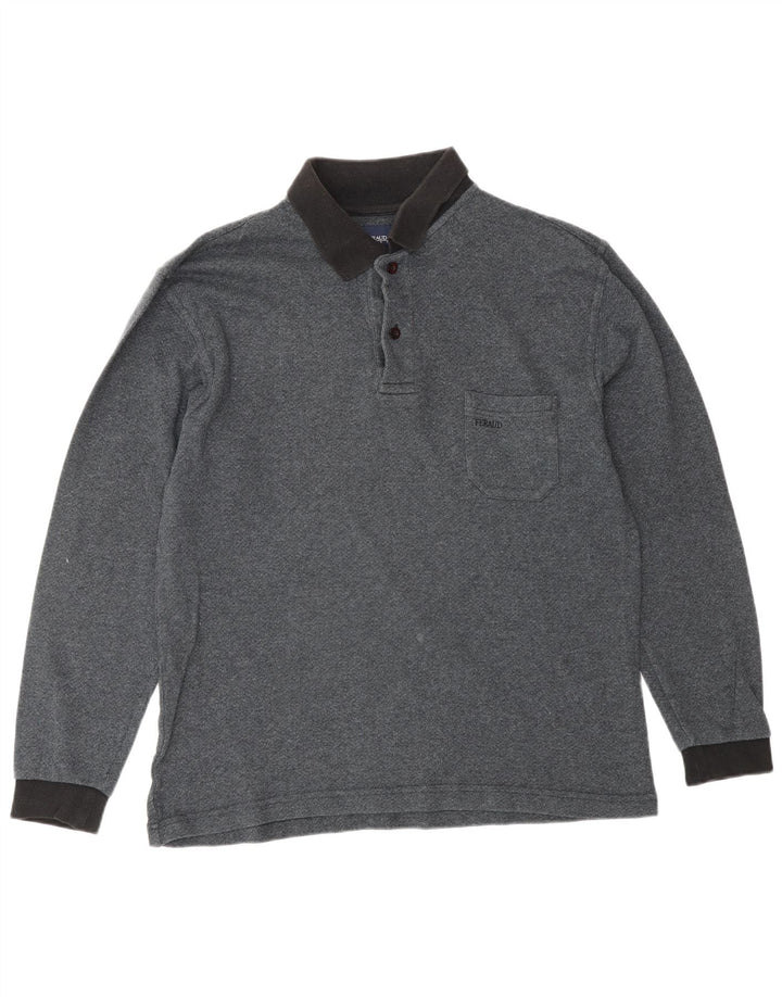 LOUIS FERAUD Tricou polo cu mânecă lungă pentru bărbați, bumbac gri mediu