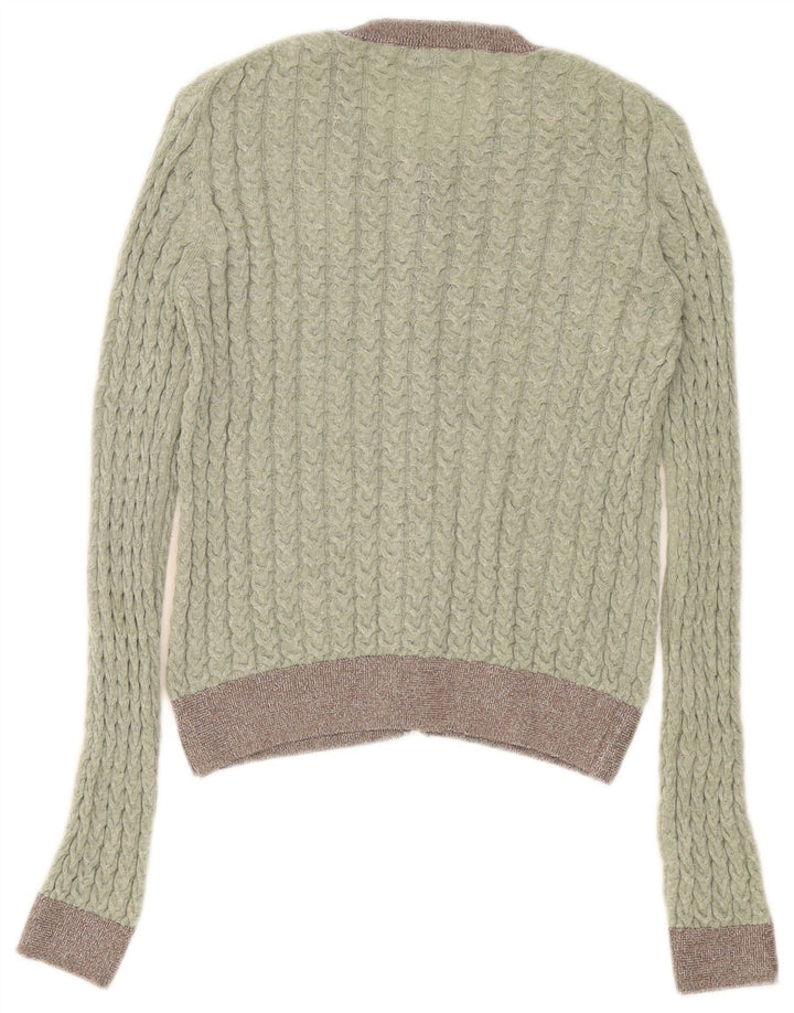 Pulover cardigan pentru femei Zara UK 12 Medium Green Colorblock