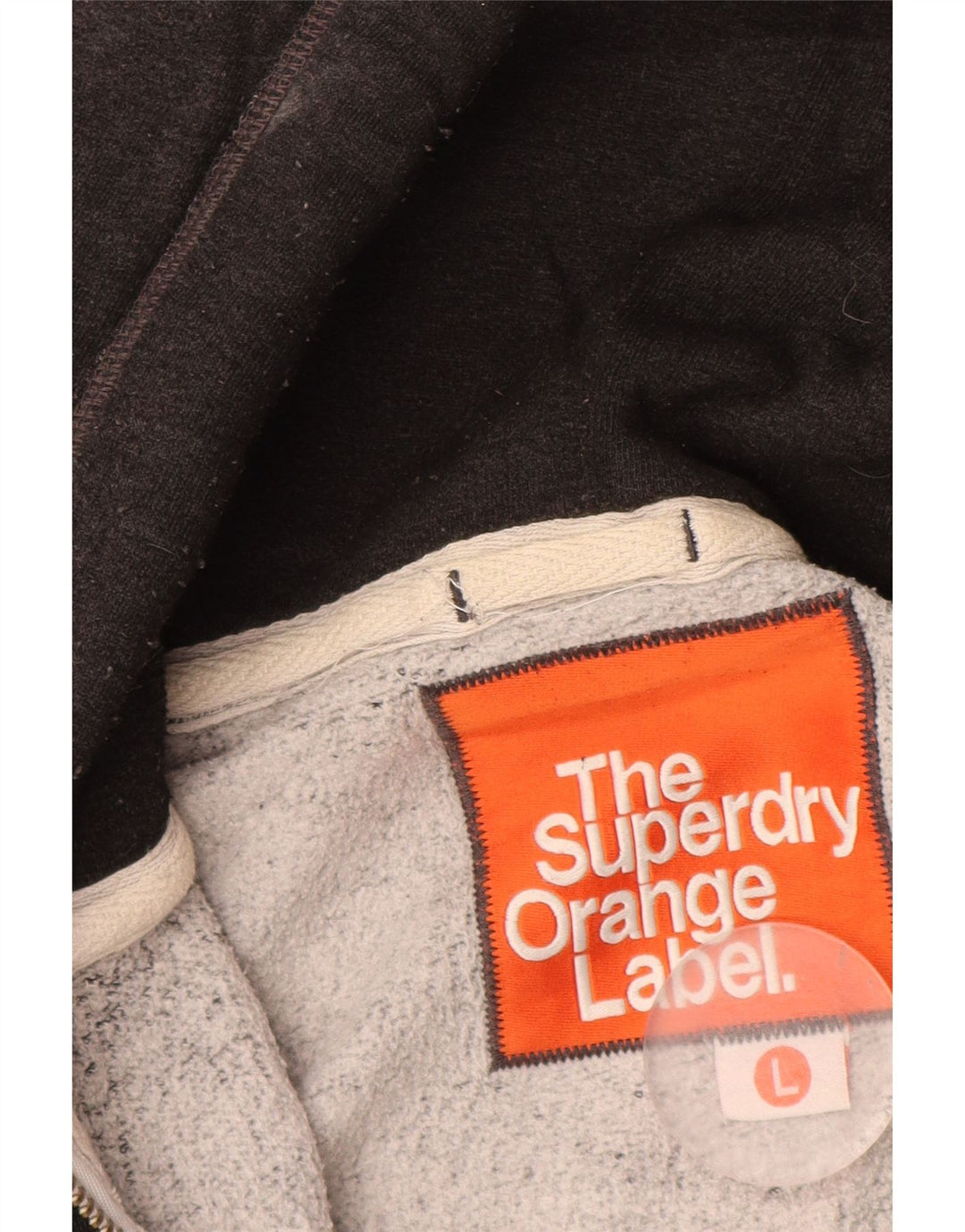 SUPERDRY Pulover cu capota cu fermoar pentru bărbați, mare, gri, bumbac