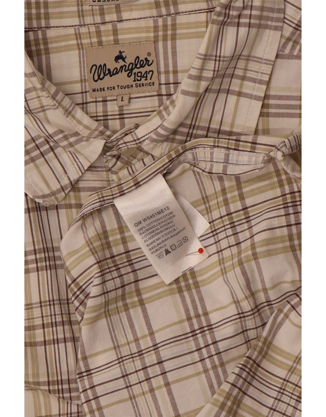 Cămașă pentru bărbați Wrangler cu mânecă scurtă, mare, bej, din bumbac