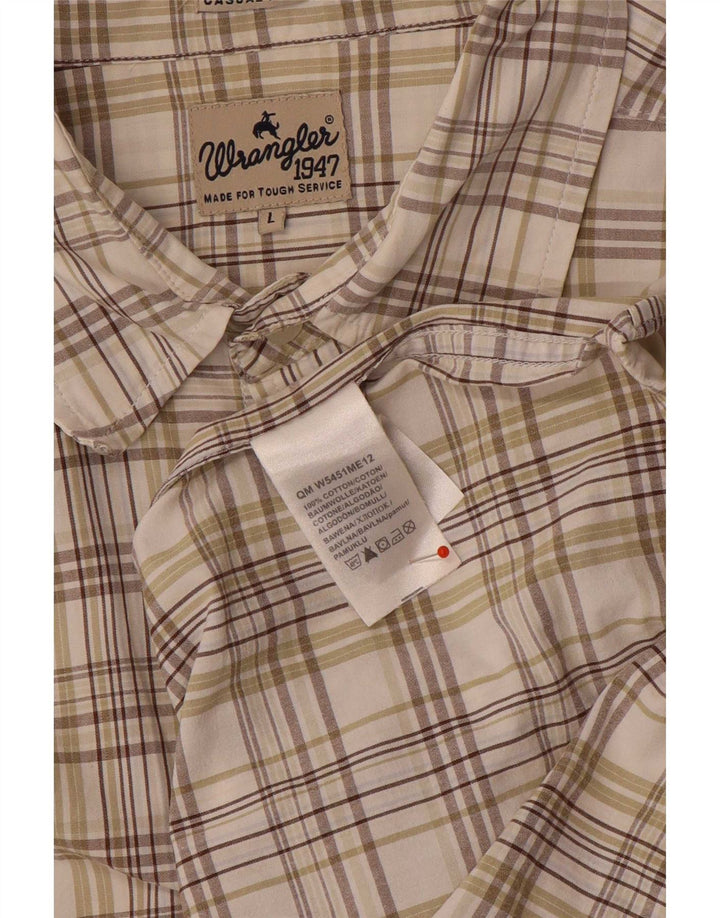 Cămașă pentru bărbați Wrangler cu mânecă scurtă, mare, bej, din bumbac