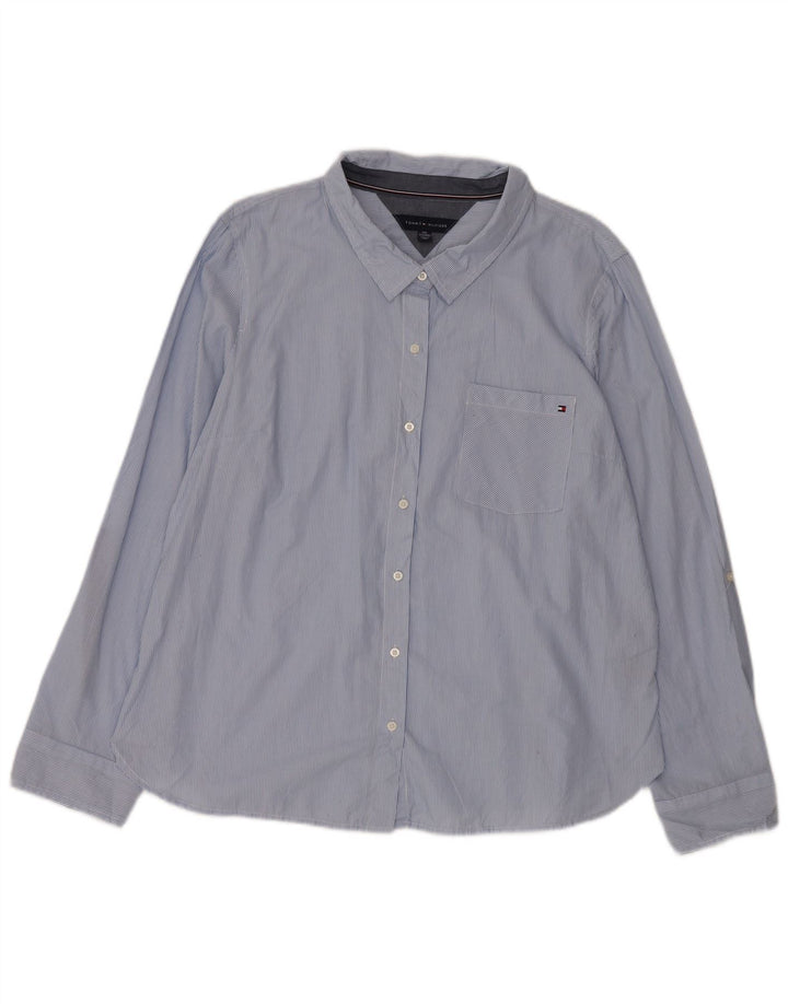 Cămașă TOMMY HILFIGER pentru femei UK 20 2XL Blue Pinstripe Bumbac