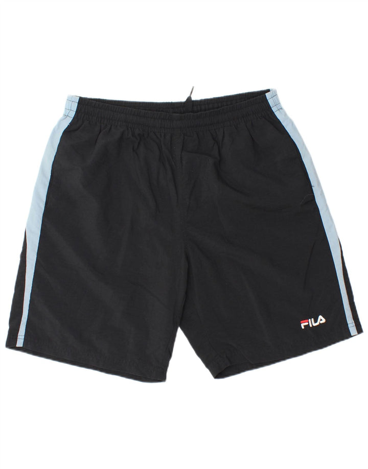 Pantaloni scurți sport Fila pentru bărbați, mari, negru, poliamidă color bloc