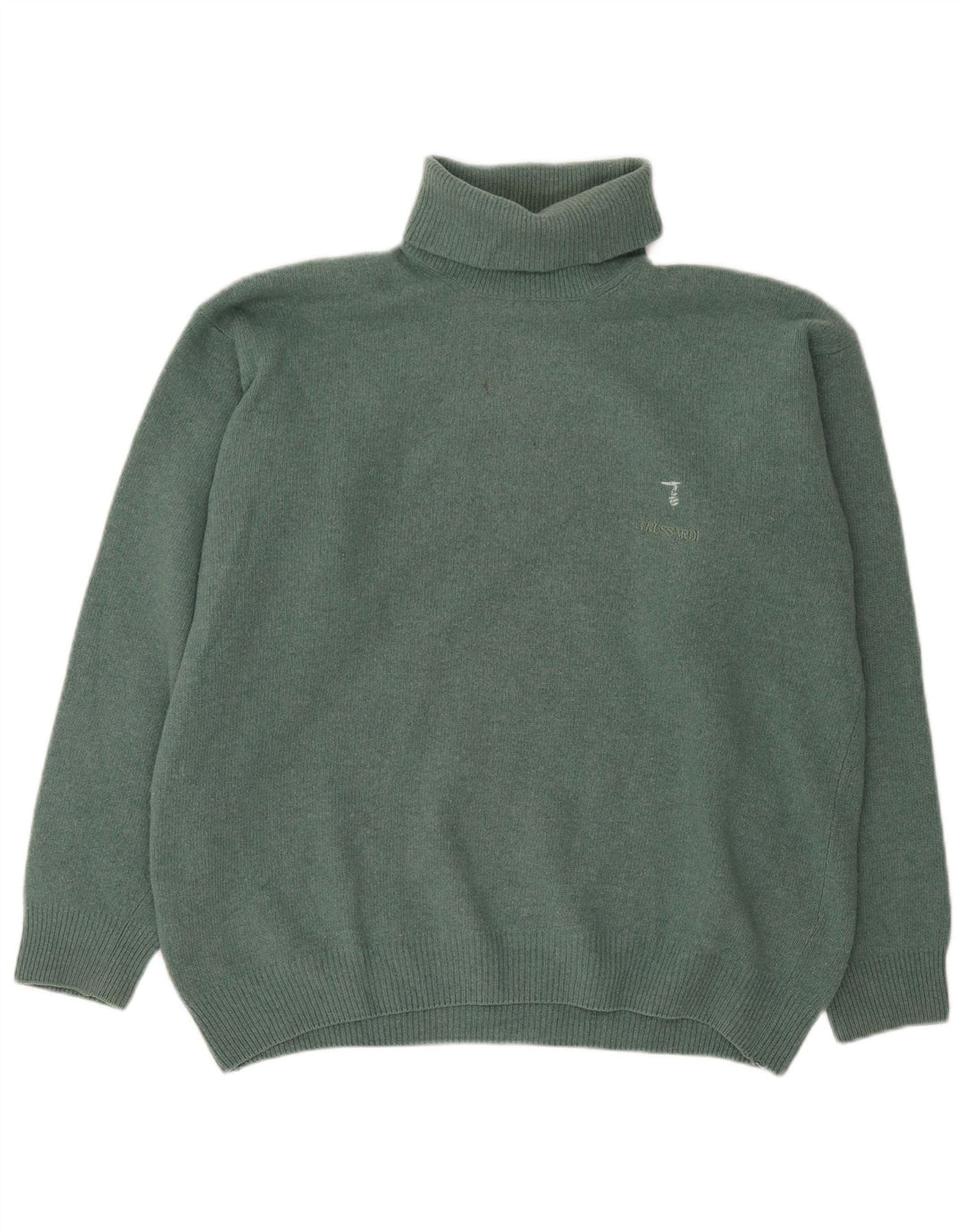 Pulover Trussardi pentru bărbați cu gât rulat, lână verde medie