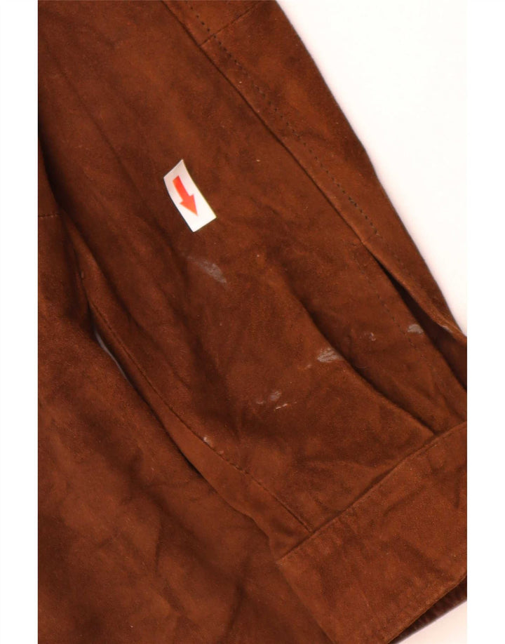 Jachetă de piele de căprioară supradimensionată pentru femei Vintage IT 44 din piele maro medie