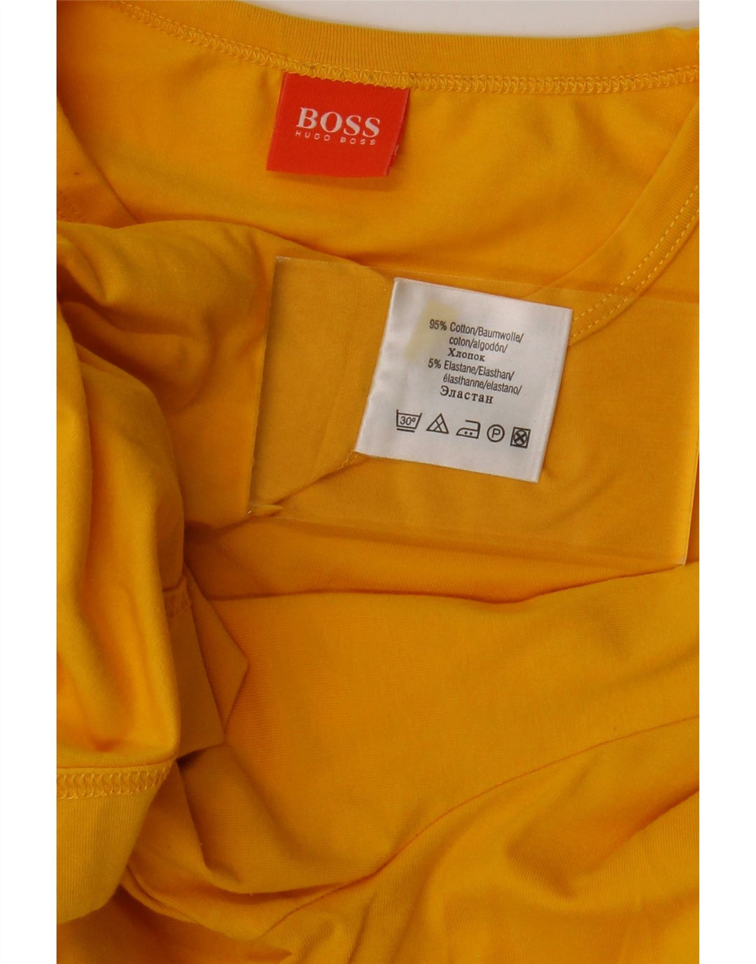 Top pentru bărbați HUGO BOSS cu mânecă lungă, mare, galben din bumbac