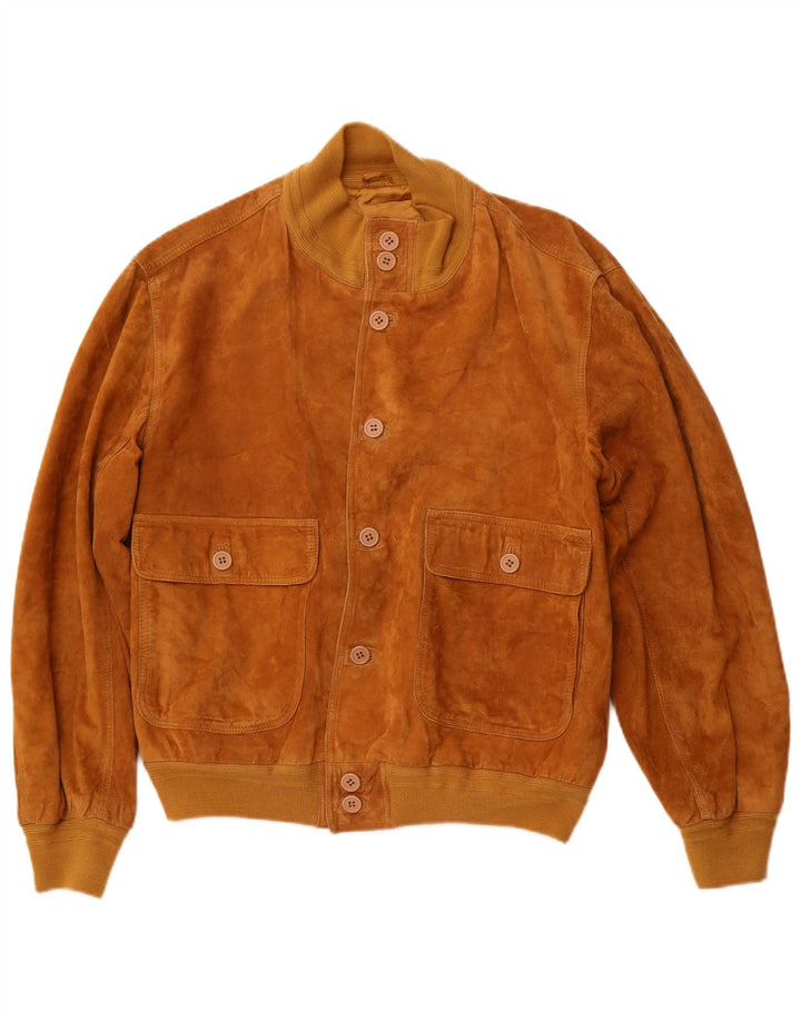 LAVORAZIONE ARTIGIANA Bomber de piele intoarsa pentru barbati IT 48 Medium Brown Leather