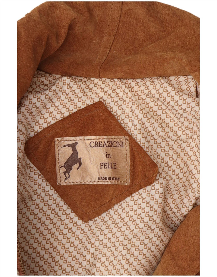 Jachetă din piele vintage pentru femei UK 14 Medium White Colorblock Piele