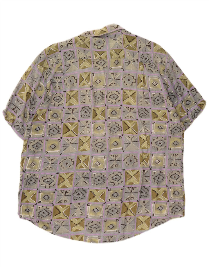 Cămașă cu mânecă scurtă pentru bărbați VINTAGE XL, multicoloră, geometrică, viscoză
