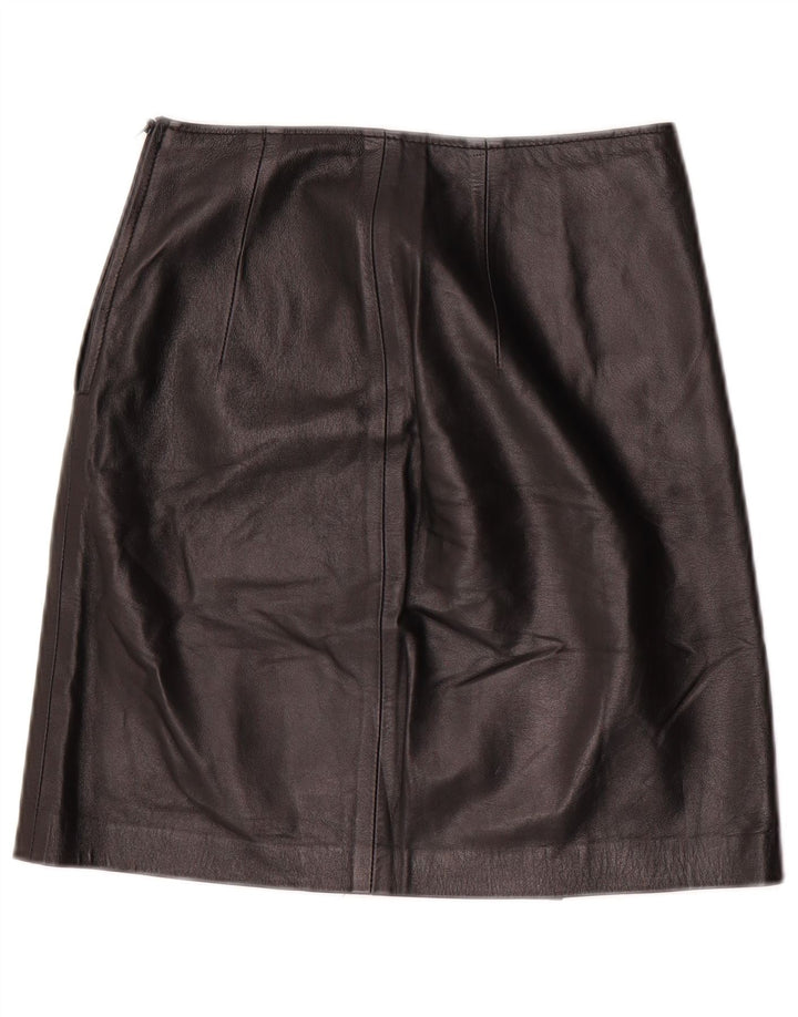 Fusta din piele vintage pentru femei cu talie înaltă IT 42 Medium W24 Negru