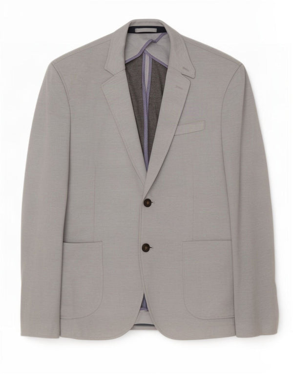 Blazer pentru bărbați Zara cu 2 nasturi EU 52, mare, gri, poliester color bloc