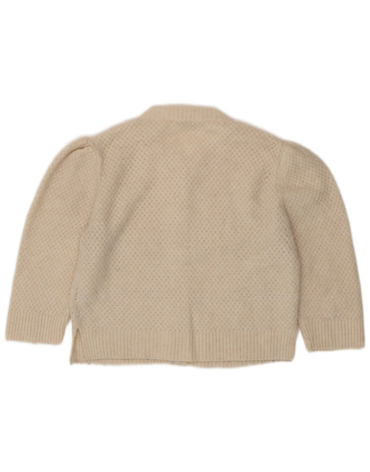 Pulover cardigan pentru femei Zara UK 10 Mic Bej Poliester