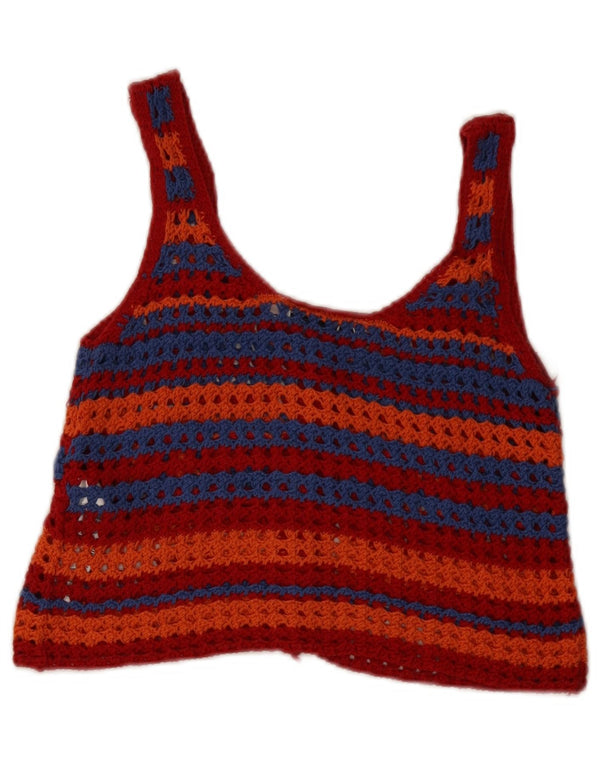 Top Crochet fără mâneci pentru femei Zara UK 8 Bumbac geometric geometric roșu mic