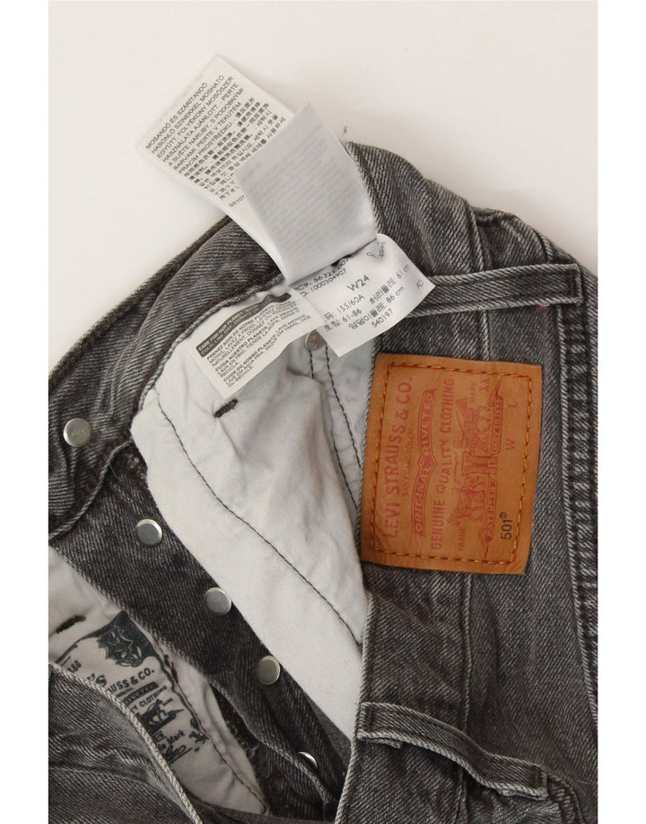 Pantaloni scurți din blugi pentru femei LEVI'S 501 W24 XS bumbac gri