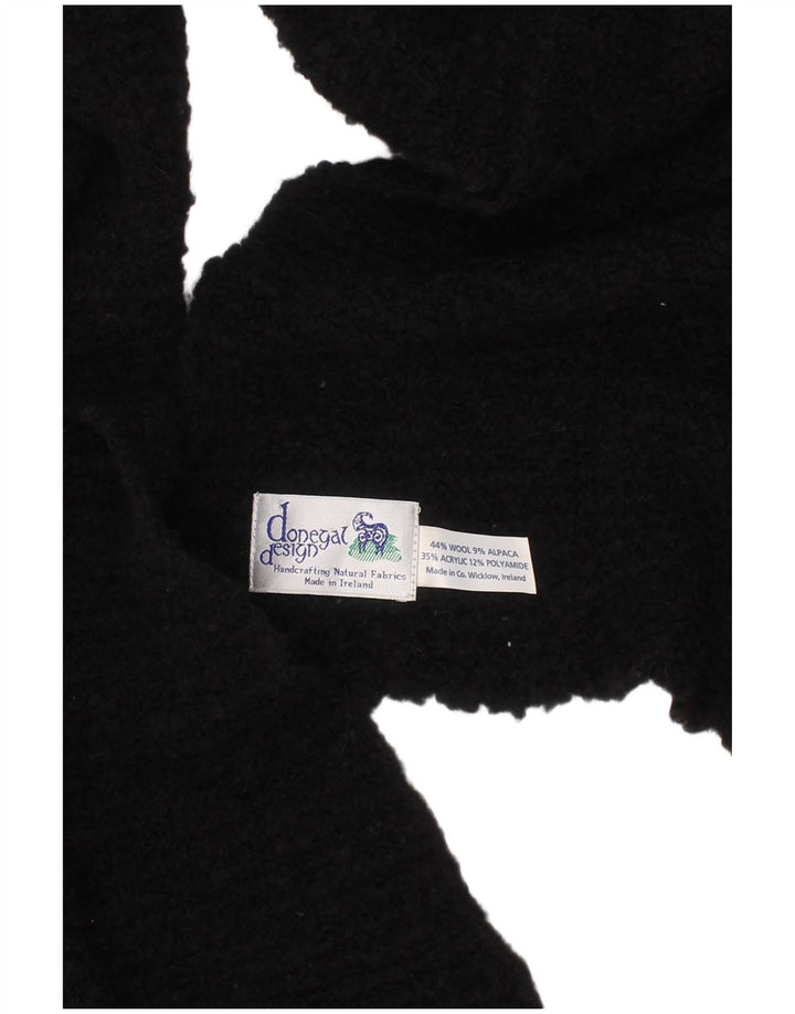 DONEGAL DESIGN Womens Knit Rectangle Scarf One Size Black Wool Classic
