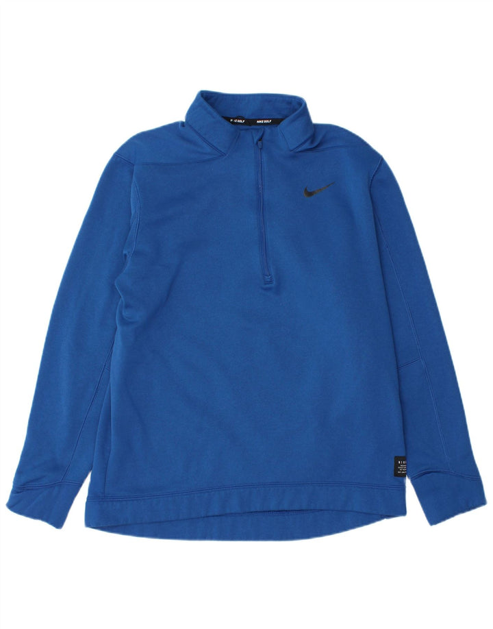 Pulover Nike pentru bărbați, cu fermoar și gât, poliester albastru mediu